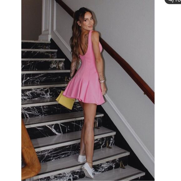 NWT Beyond Egreis Dress Pink Sleeveless Dress Flare Bodice Medium - Picture 2 of 11